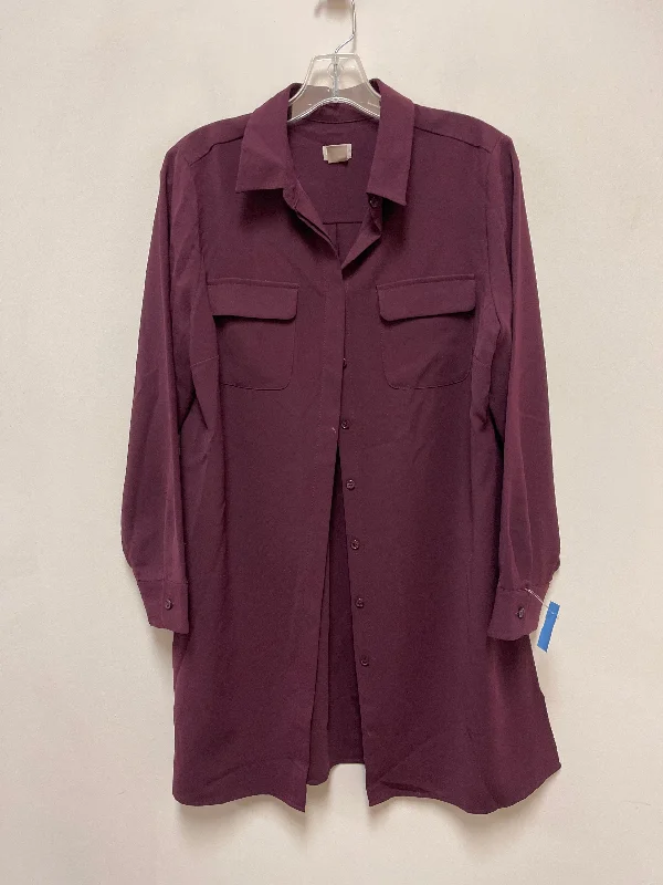 Women's Blouse with LaceBlouse Long Sleeve By Chicos In Purple, Size: M