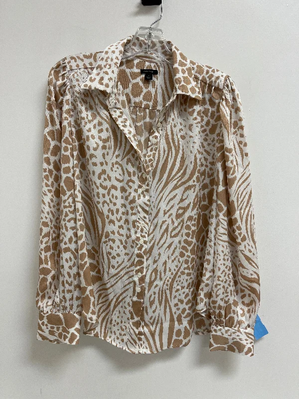 Women's Striped BlouseBlouse Long Sleeve By Ann Taylor In Cream, Size: S