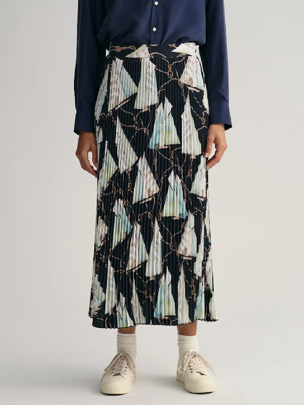 Women's Blouse with PocketsGant Sailing Printed Accordion Pleated Skirt