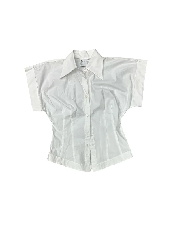 Women's Blouse with V-Shaped CollarBlouse Short Sleeve By Cma In White, Size: S