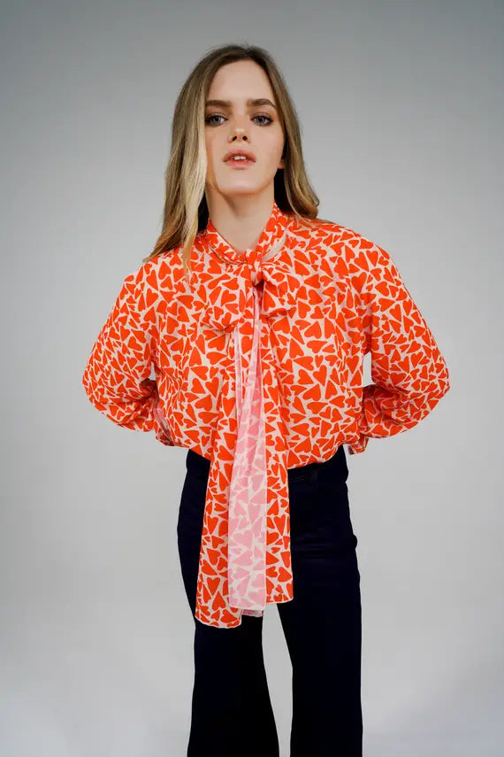 Women's Blouse with TasselsHeart-print blouse “Be on LOVE side”