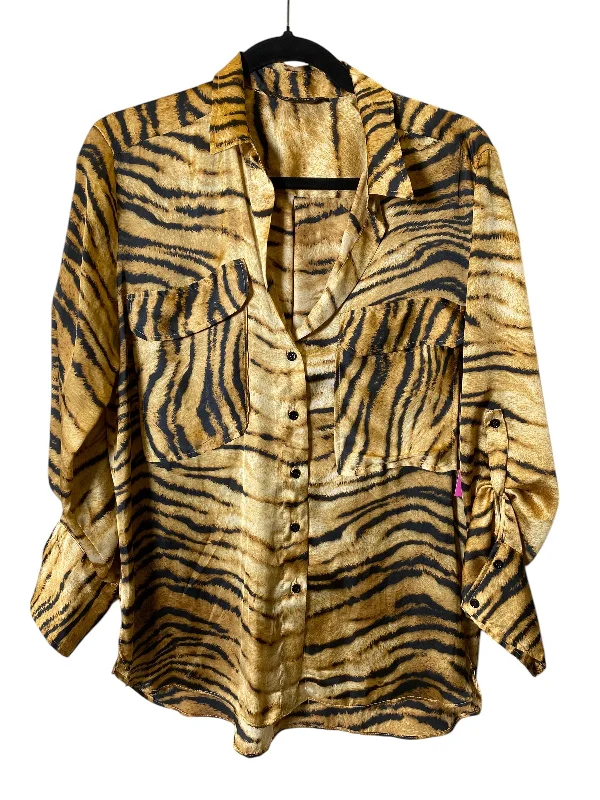 Women's Blouse with Mandarin CollarBlouse Long Sleeve By Zara Women In Animal Print, Size: M