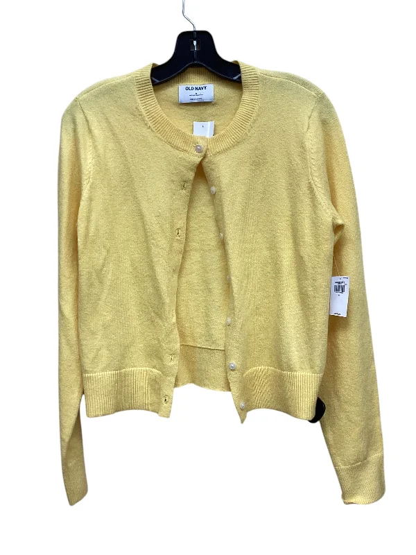 Women's Rounded Collar SweatersSweater Cardigan By Old Navy In Yellow, Size: S