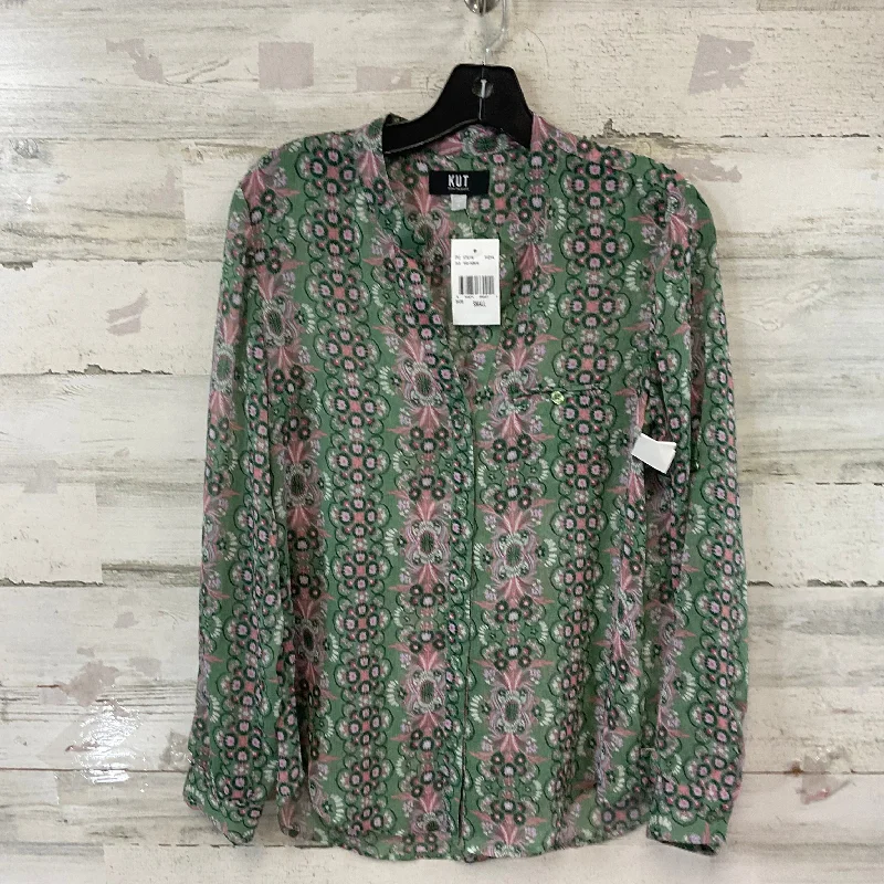 Women's Blouse with Boat NeckBlouse Long Sleeve By Kut In Green, Size: S