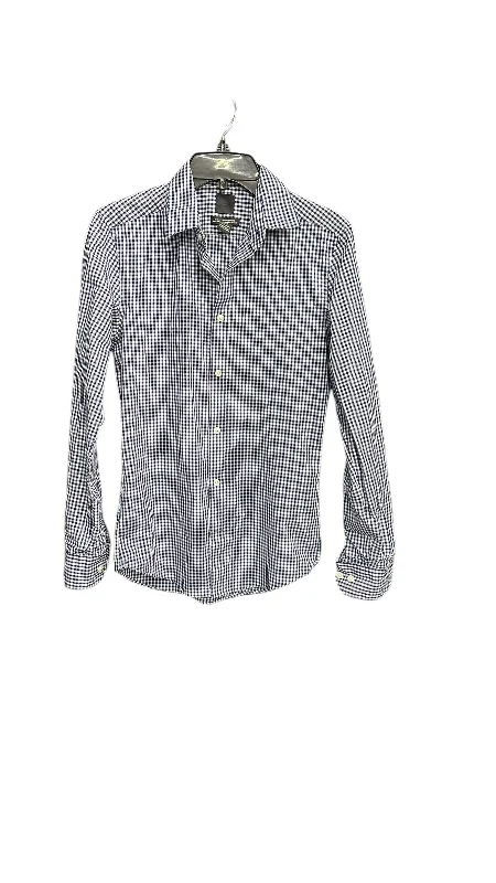 Women's Blouse with Mandarin CollarBlouse Long Sleeve By H&m In Checkered Pattern, Size: Xs