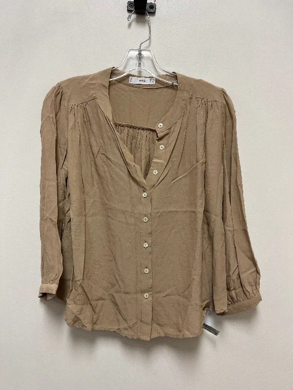 Women's Solid BlouseBlouse Long Sleeve By Mng In Tan, Size: Xs