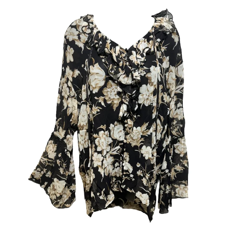 Women's Blouse with Keyhole NeckBlouse Long Sleeve By The Kooples In Floral Print, Size: S