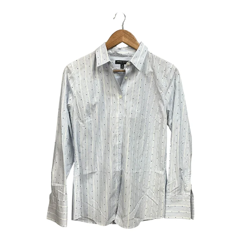 Women's Blouse with Narrow CollarBlouse 3/4 Sleeve By Banana Republic In Blue & White, Size: M