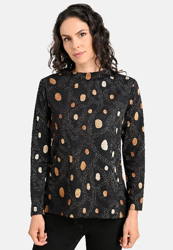 Women's Blouse with Notched CollarAbstract Polka Dot Top