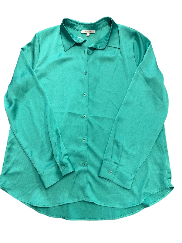 Women's Blouse with Low CollarBlouse Long Sleeve By Skies Are Blue In Green, Size: L