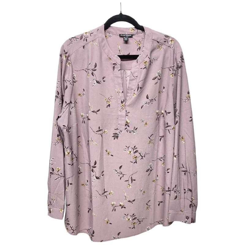 Women's Blouse with PocketsBlouse Long Sleeve By Hilary Radley In Floral Print, Size: Xxl