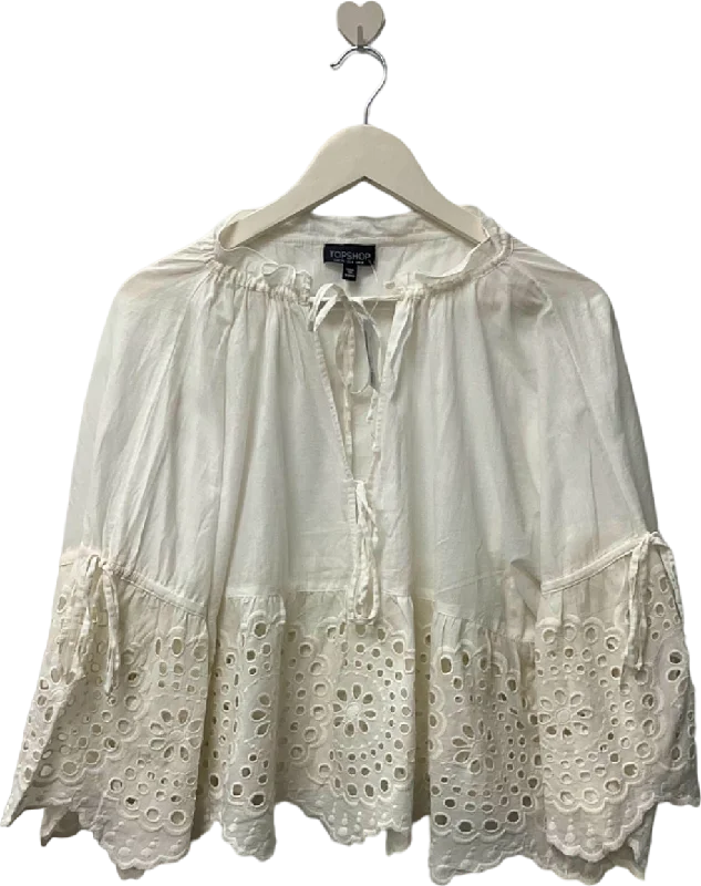 Women's Round Neck SweatersTopshop White Embroidered Blouse UK 8