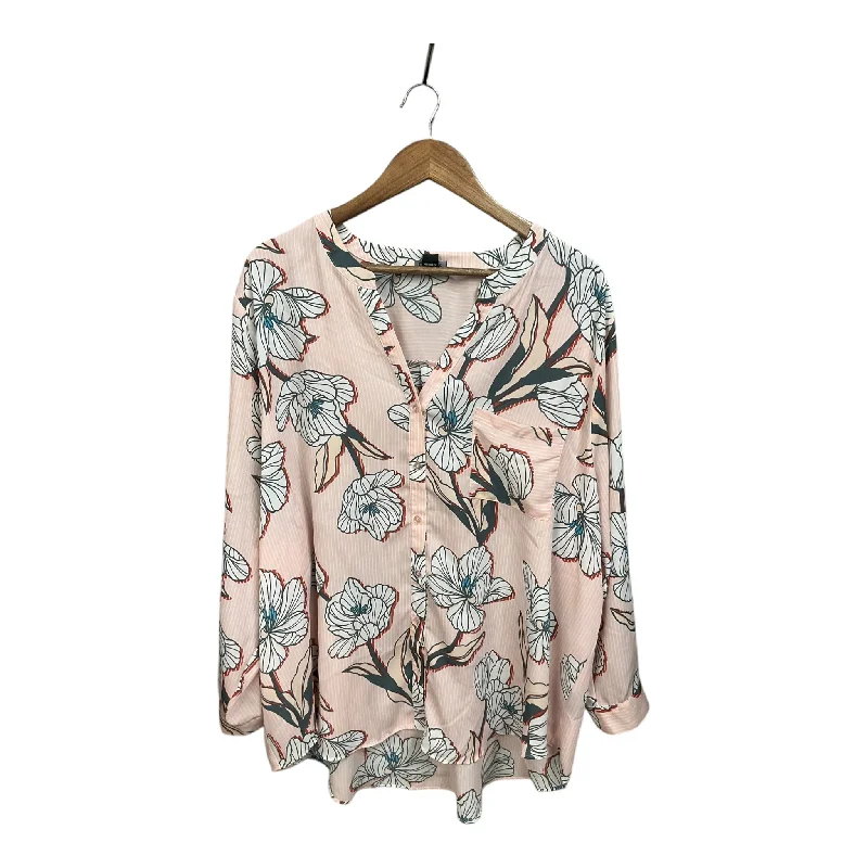 Women's Blouse with Wide CollarBlouse Long Sleeve By Simply Emma In Floral Print, Size: 3x