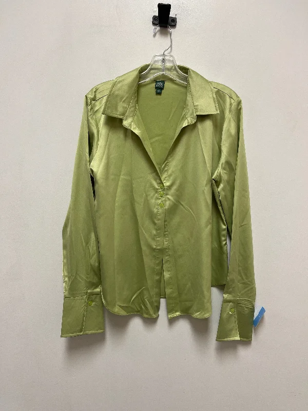 Women's Blouse with Asymmetrical HemBlouse Long Sleeve By Wild Fable In Green, Size: L