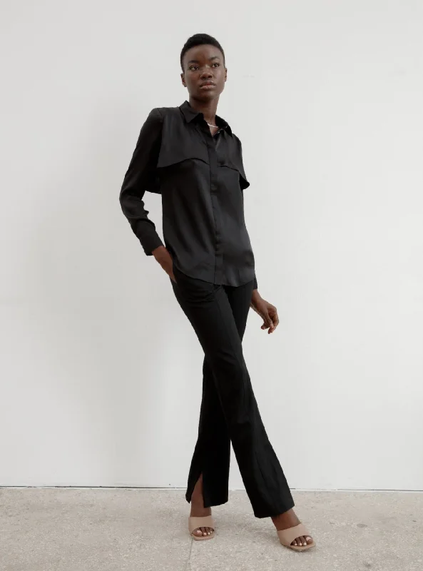 Women's Blouse with V-Shaped HemThe Dusk Shirt - Noir