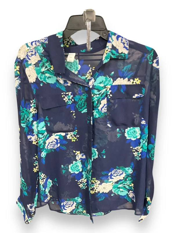 Women's Blouse with PatchesBlouse Long Sleeve By Old Navy In Floral Print, Size: L