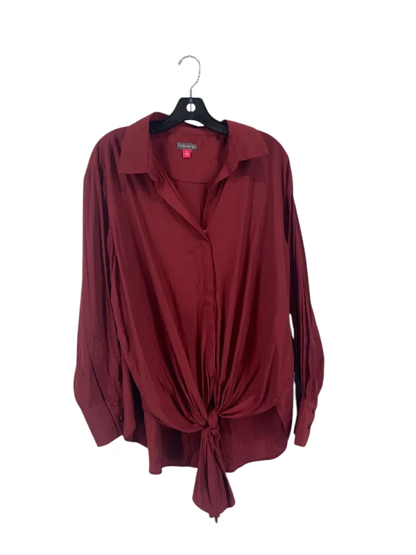 Women's Blouse with ShirringBlouse Long Sleeve By Vince Camuto In Red, Size: Xl