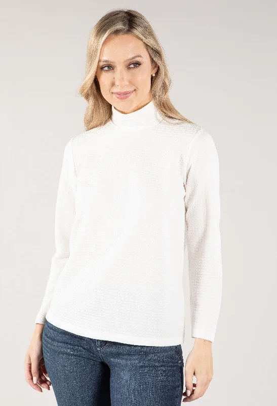 Women's Blouse with High CollarTextured High Neckline Top