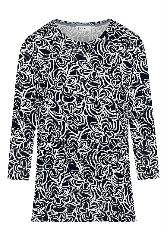 Women's Blouse with Wide CollarAbstract Floral Print