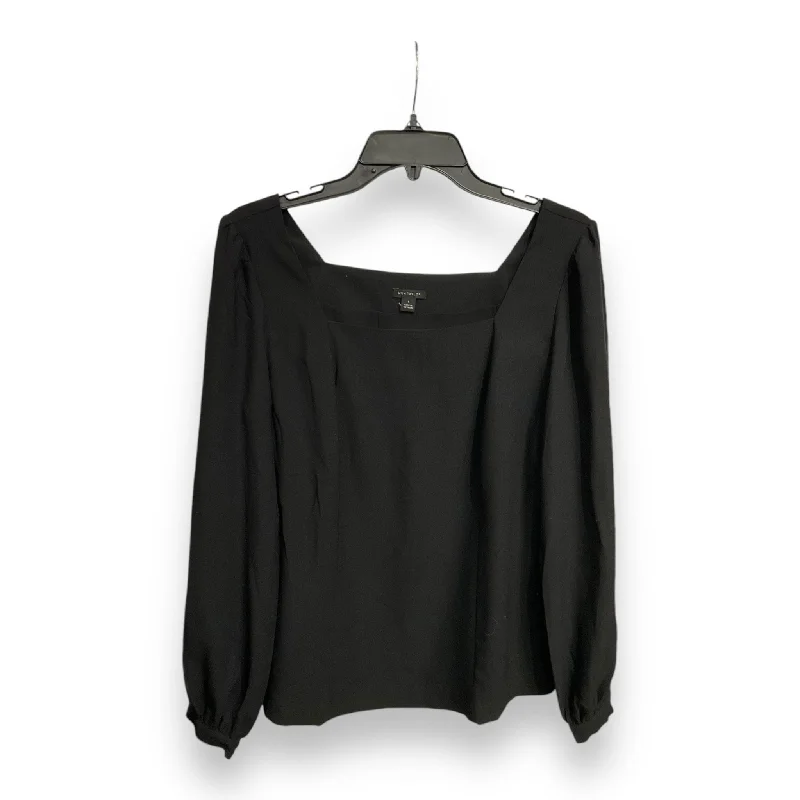 Women's Blouse with Keyhole CollarBlouse Long Sleeve By Ann Taylor In Black, Size: S