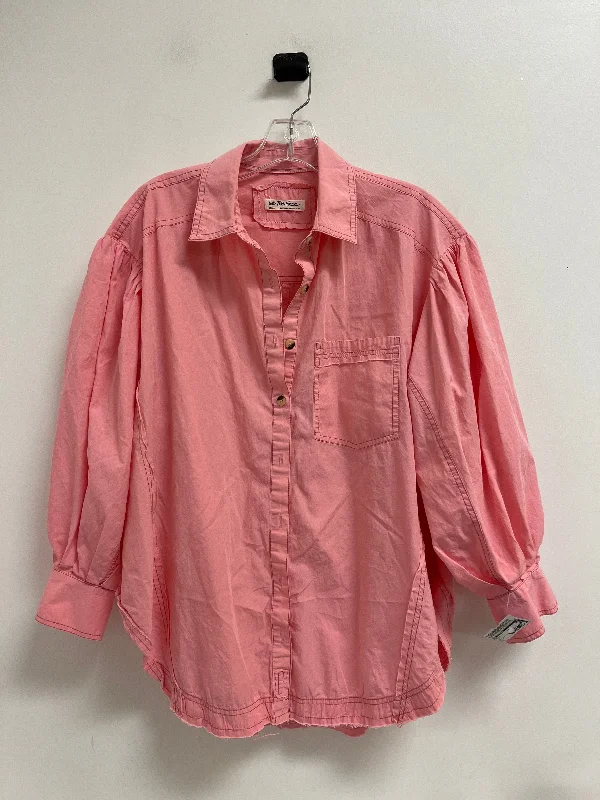 Women's Blouse with Cropped LengthBlouse Long Sleeve By We The Free In Pink, Size: S