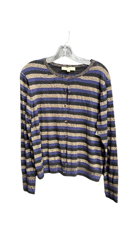 Women's Patterned SweatersSweater Cardigan By Loft In Striped Pattern, Size: L