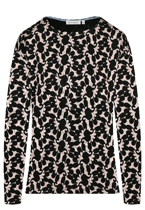 Women's Blouse with High CollarLong Sleeve Floral Graphic Top