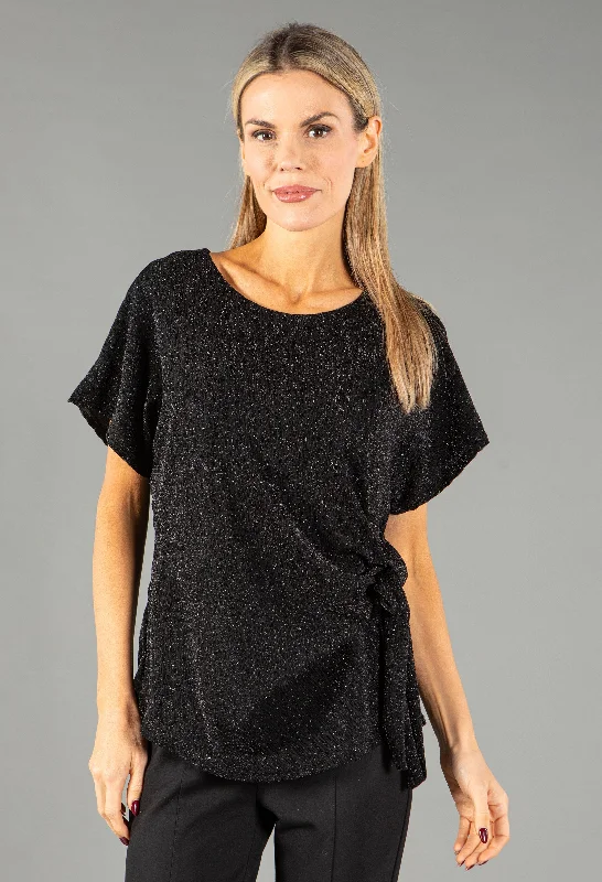 Women's Cotton BlouseLurex and Sparkle Side Tie Top