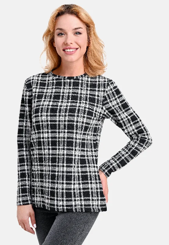 Women's Blouse with Notched CollarSoft Touch Check Top