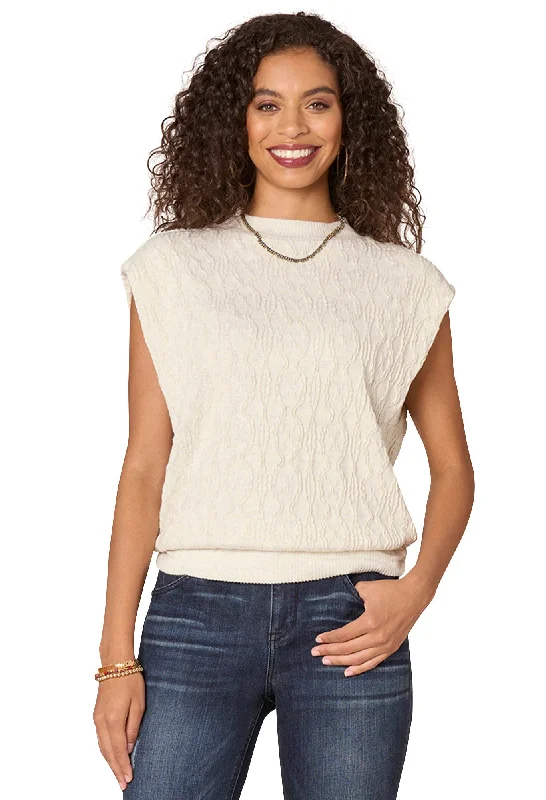 Women's Solid BlouseExtended Cap Sleeve Mock Neck Ruched Side Banded Hem Knit Top