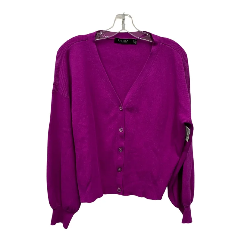 Women's Shirt Collar SweatersSweater Cardigan By Ralph Lauren Black Label In Purple, Size:Xl