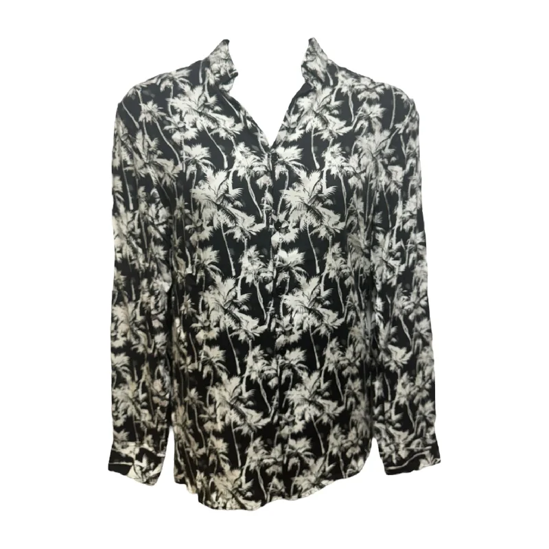 Women's Blouse with Boat NeckBlouse Long Sleeve By The Kooples In Tropical Print, Size: M