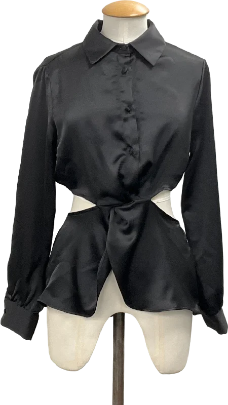 Women's V-Shaped Collar SweatersZARA Black Satin Cut Out Blouse UK 8