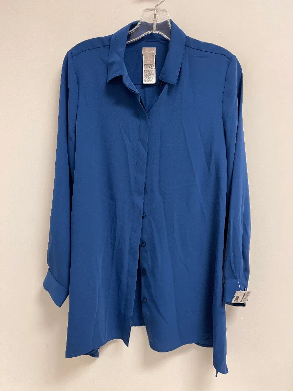 Women's Blouse with SequinsBlouse Long Sleeve By Chicos In Blue, Size: S