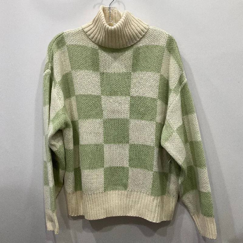 Women's Striped SweatersSweater By Violet Romance In Green & White, Size: L