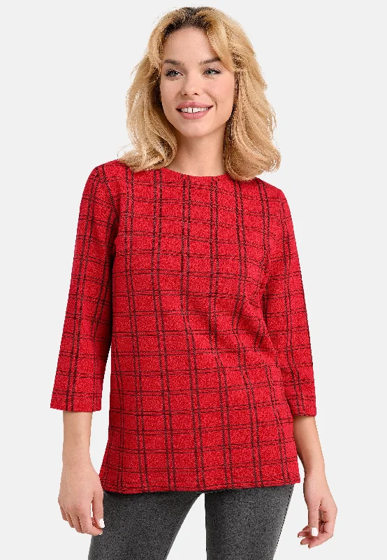 Women's Button-Up BlouseWide Check Top