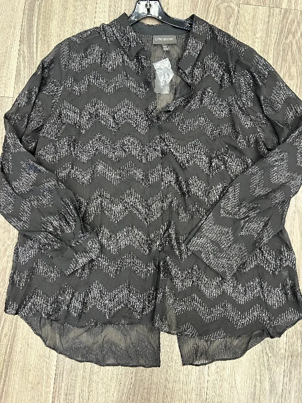 Women's Blouse with Shirt CollarBlouse Long Sleeve By Lane Bryant In Black, Size: 3x