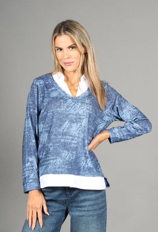 Women's V-Neck BlouseSoft Touch Two in One Top