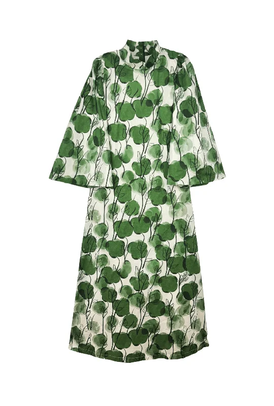 Women's Narrow-Neck DressesBell Sleeve Maxi Mod Dress - Forest Fleur