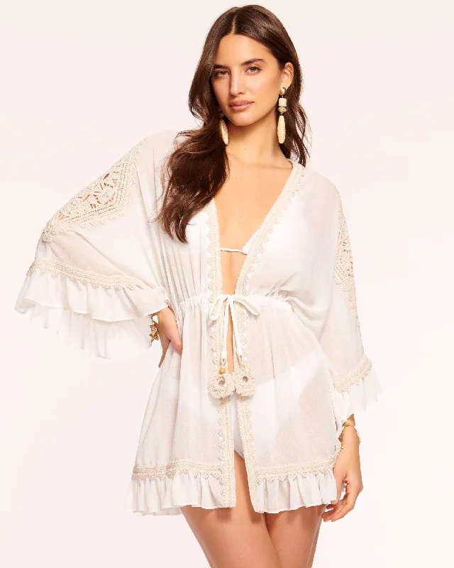 Women's Shawl Collar DressesLibbie Crochet Coverup Mini Dress