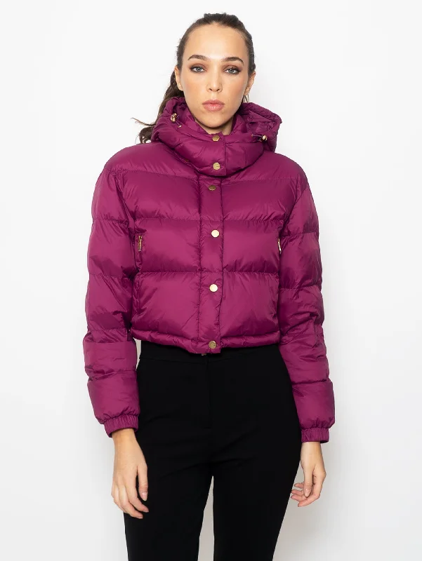 Women's Zip-Up CoatsPiumino Cropped con Cappuccio Viola