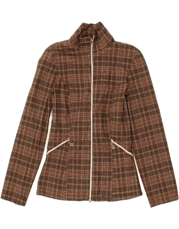 Women's Coats with Fur TrimVINTAGE Womens Bomber Jacket UK 8 Small Brown Check