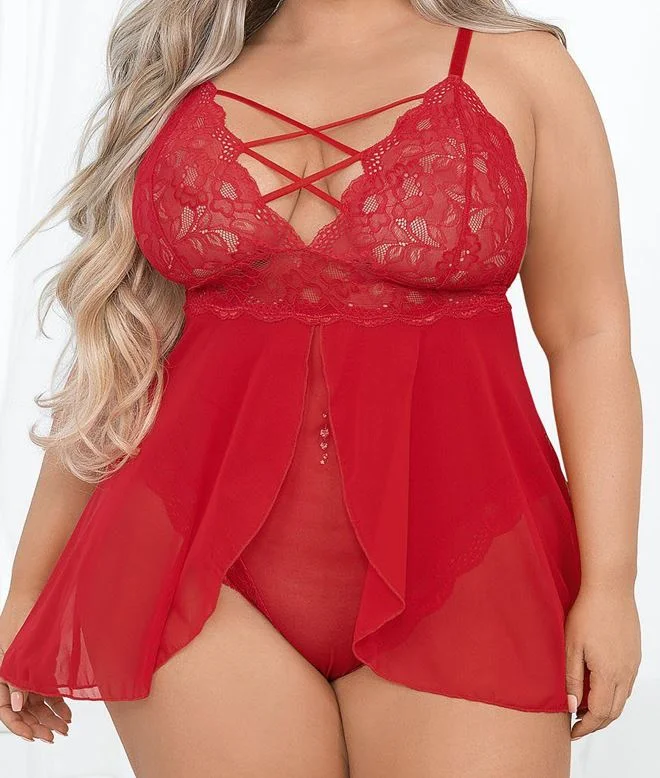 eco-friendly organic cotton lingerie setsBody de Encaje Rojo Modelo Catalina Plus