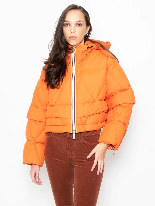 Women's Windbreaker CoatsPiumino Corto in Nylon Riciclato Arancione