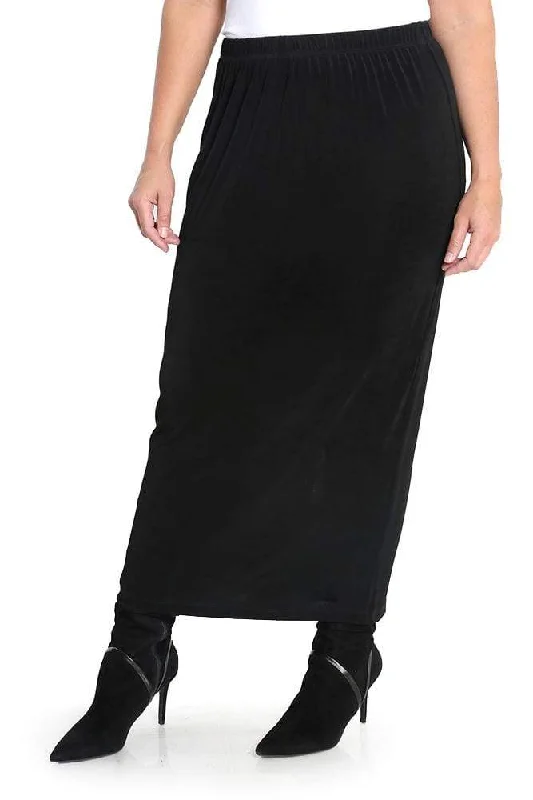 Women's Flared PantsVikki Vi Classic Black Straight Maxi Skirt