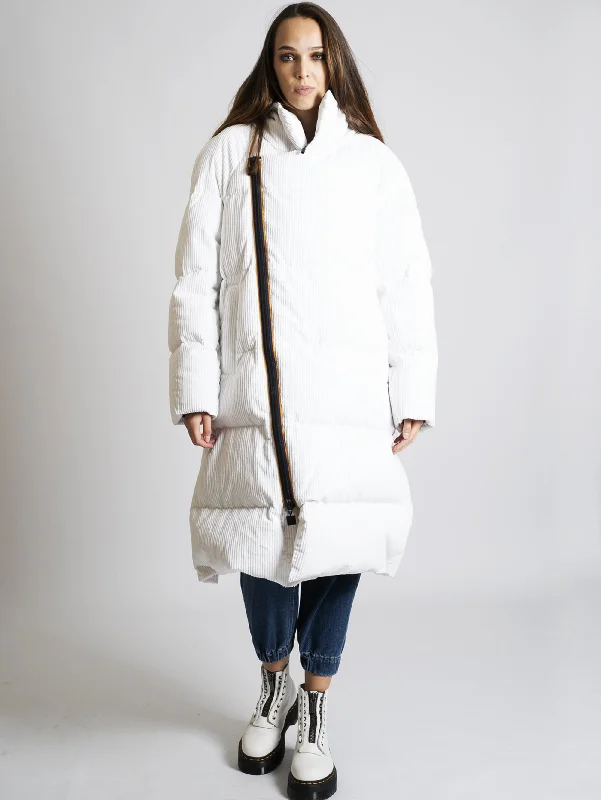 Women's Coats with Fur Trimmed BeltPiumino in Velluto Bianco