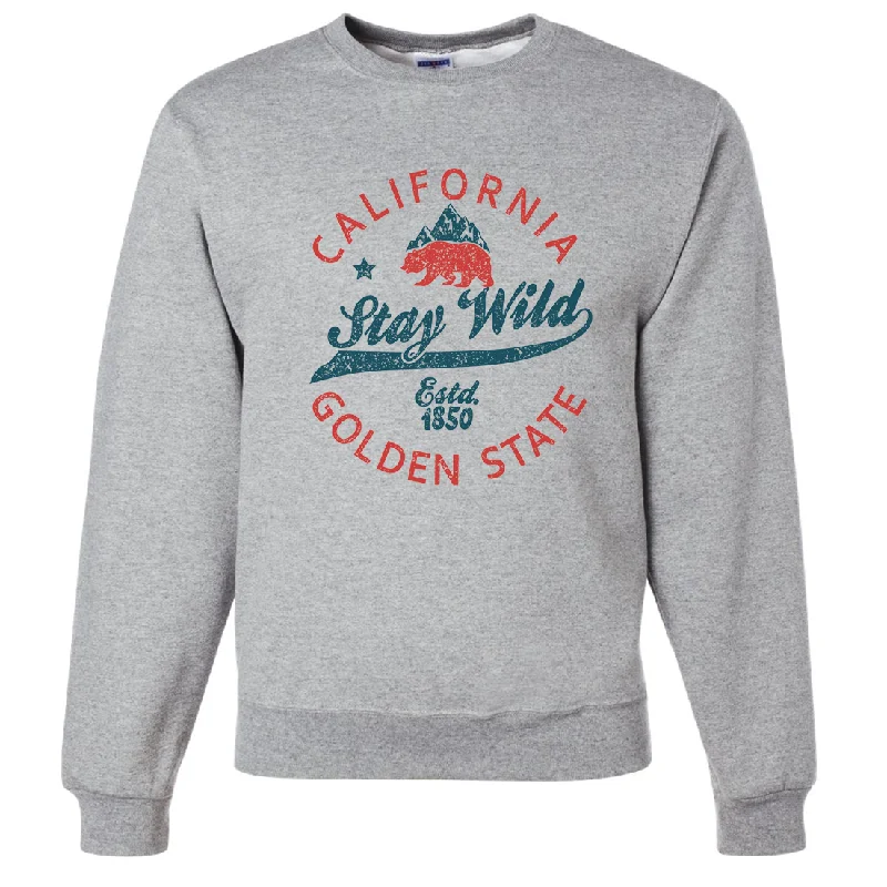 Women's Hooded Sweatshirts with Button ClosureCalifornia Stay Wild Crewneck Sweatshirt