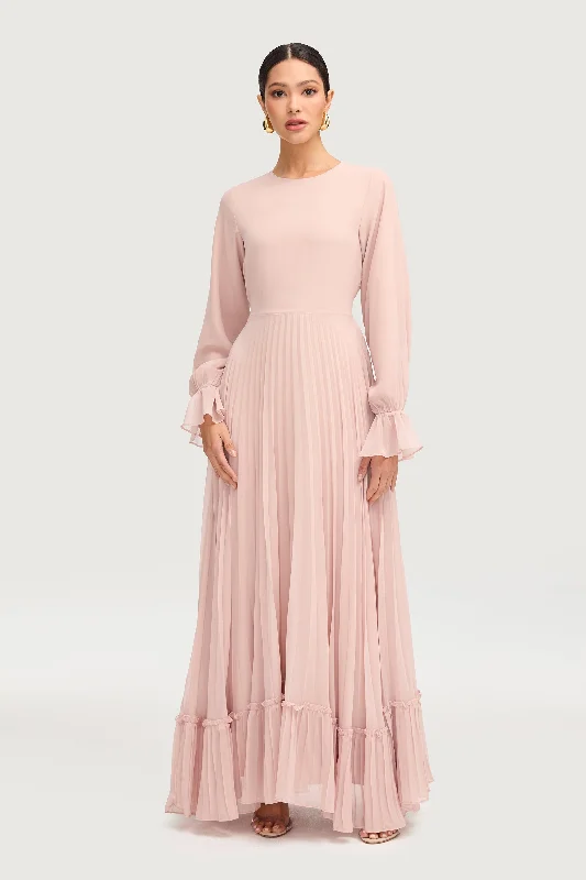 Women's Square-Neck DressesHajer Pleated Chiffon Maxi Dress - Jasmine Pink