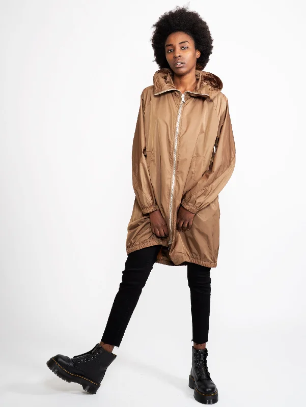 Women's Coats with BeltParka con Cappuccio Marrone