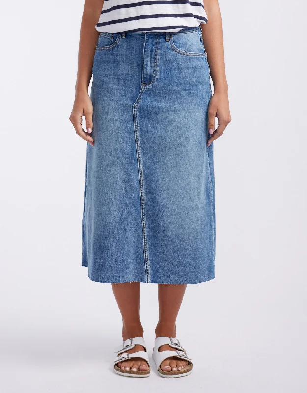 Women's Collarless SkirtsSaskia Denim Skirt - Mid Wash